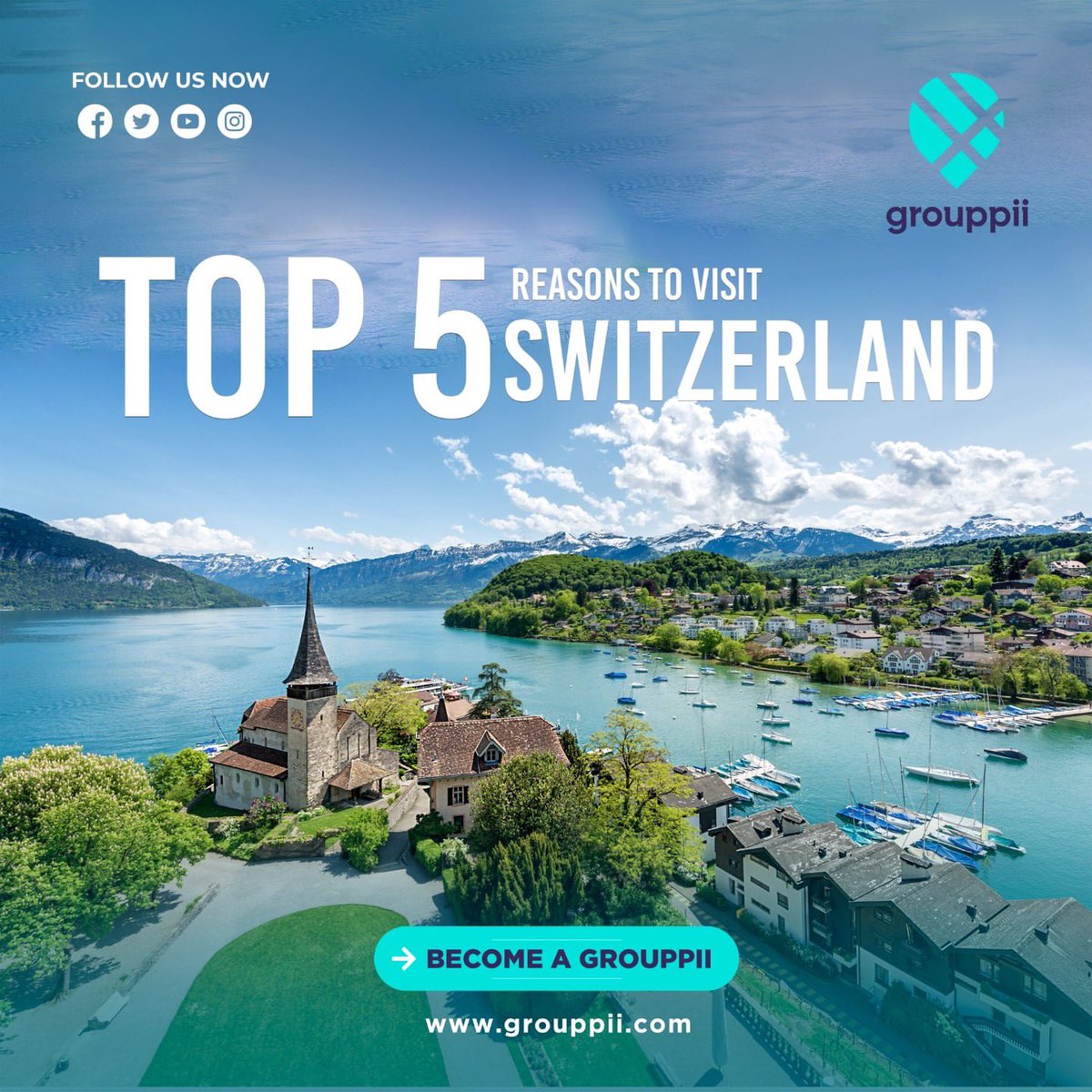 Top 5 Reasons to visit SWITZERLAND

grouppii.com
shop.grouppii.com

#CulturalRichness
#Precision #Innovation
#CulinaryDelights
#ScenicSplendor
#EffortlessExploration
#explorepage #explore #tour #travelphotography  #vero #outdoors