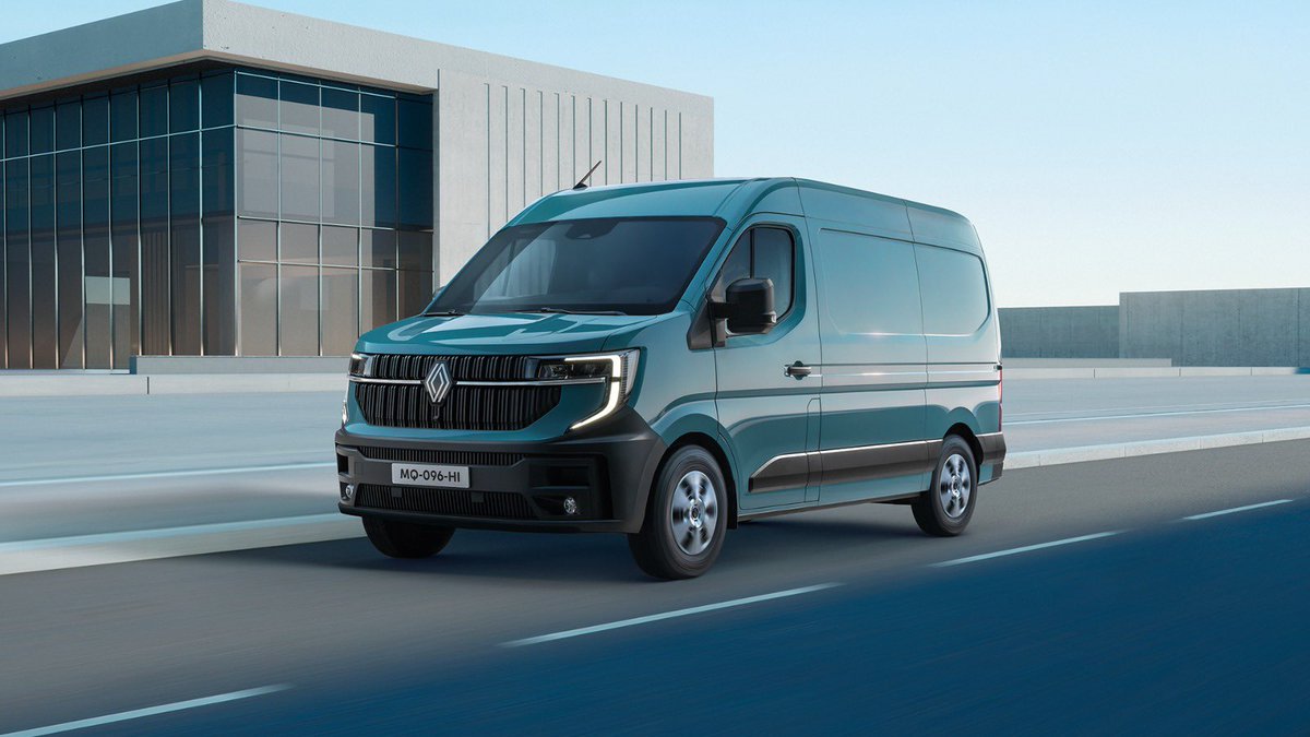 RenaultBrasil's tweet photo. lançada no mercado europeu, a nova #Renault #MasterVan #ETech 100% elétrica é uma obra de design e engenharia. com carroceria aerodinâmica, nossa #aerovan otimiza o consumo de energia em 21%, podendo rodar até 410 km com uma carga. https://t.co/KG3xOSlvor