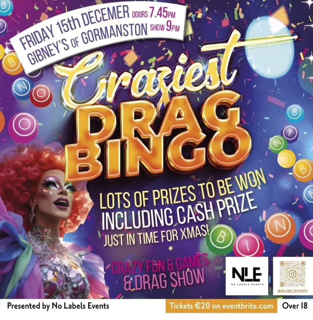 Planning a work night out ?.

Planning a Christmas get together with family or friends.

Look no further!

Craziest Drag Bingo is coming to Gibneys of Gormanston Friday 
Tickets are available now on eventbright.com 

eventbrite.ie/e/craziest-dra…

<a href="/GCNmag/">Gay Community News</a> <a href="/GibneysMalahide/">Gibney's Malahide</a>