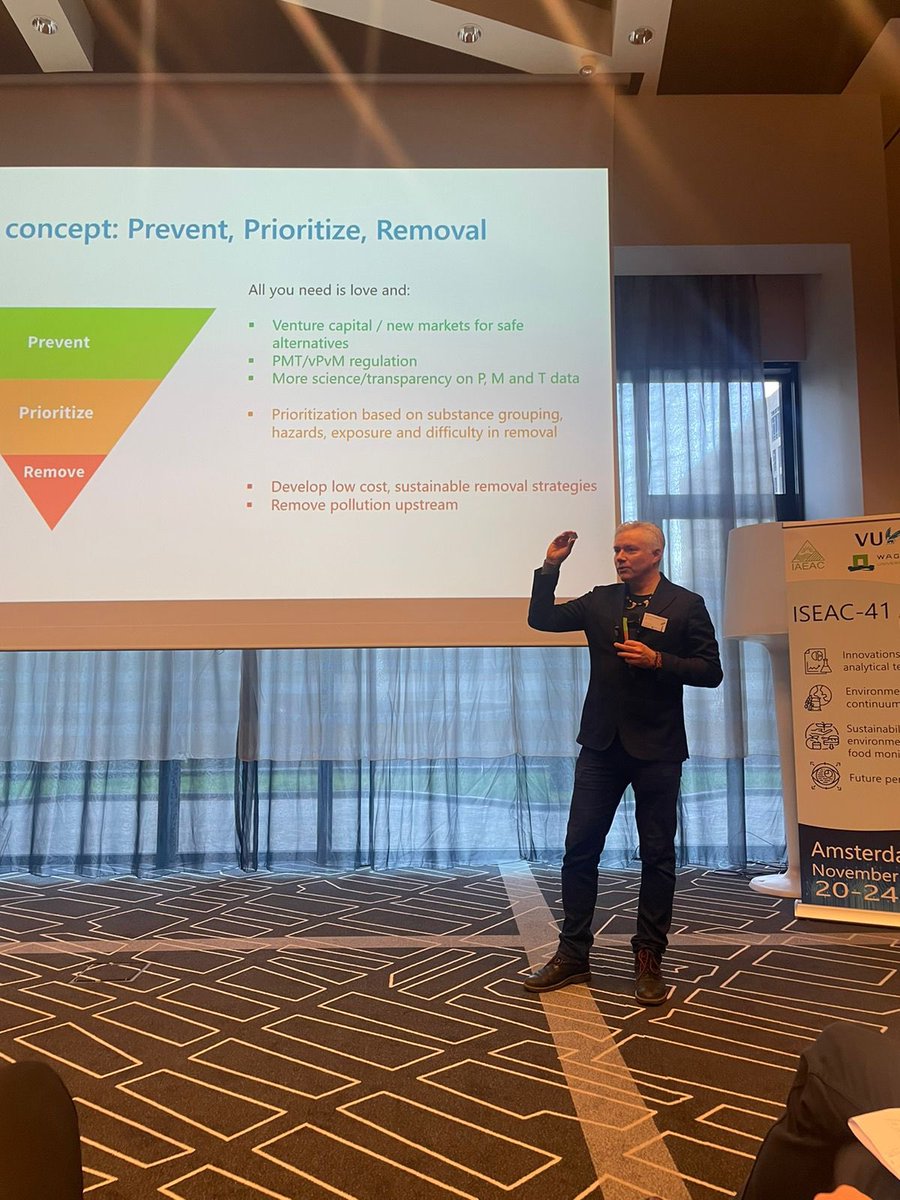 hanspeterarp's tweet photo. Was very happy to present the opening keynote on the final day of #ISEAC-41 Amsterdam, with a focus on preventing, prioritizing and removing #PFAS and #PMT substances! I saw a lot of photos taken of the slide on where to PFAS and PMTs on the @NORMAN_network SLE! @ZeroPM_H2020 https://t.co/oSE8maxIXX