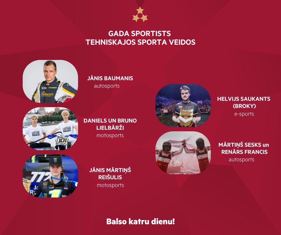 Esam nominēti  #LatvijasOlimpiskāKomiteja #TrīsZvaigžņubalva kā gada sportisti tehniskajos sporta veidos. Jums, mūsu fani un līdzjutēji, ir iespēja paust savu vertējumu balsojot reizi 24h līdz 4.decembrim 👉 triszvaigznubalva.lv 
#Sesks #Francis #Trīszvaigžņubalva #LOC