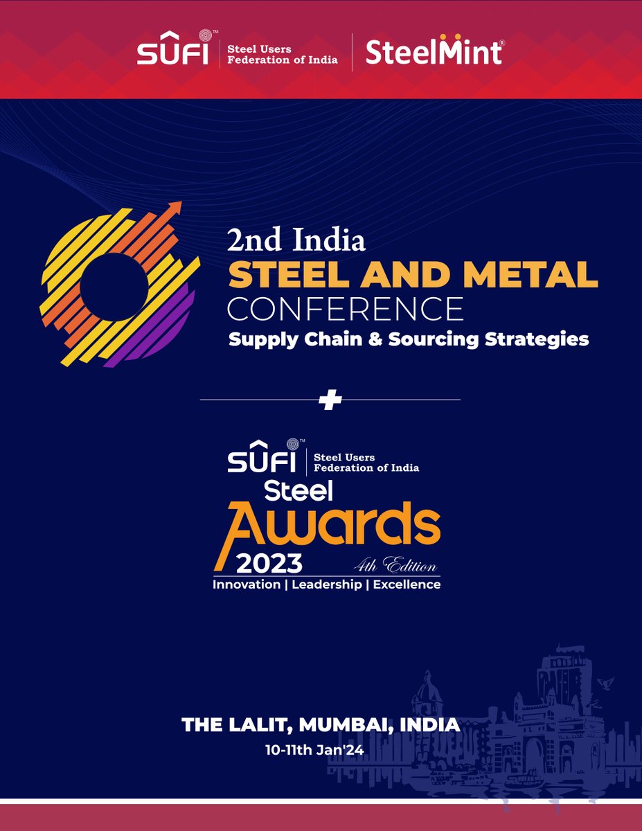 BigMint_Co's tweet photo. 𝐁𝐫𝐨𝐜𝐡𝐮𝐫𝐞 || 2𝐧𝐝 𝐈𝐧𝐝𝐢𝐚 𝐒𝐭𝐞𝐞𝐥 𝐚𝐧𝐝 𝐌𝐞𝐭𝐚𝐥 𝐂𝐨𝐧𝐟𝐞𝐫𝐞𝐧𝐜𝐞 𝐒𝐮𝐩𝐩𝐥𝐲 𝐂𝐡𝐚𝐢𝐧 & 𝐒𝐨𝐮𝐫𝐜𝐢𝐧𝐠 𝐒𝐭𝐫𝐚𝐭𝐞𝐠𝐢𝐞𝐬, 10- 11 𝐉𝐚𝐧'24, 𝐌𝐮𝐦𝐛𝐚𝐢, 𝐈𝐧𝐝𝐢𝐚  

𝐃𝐨𝐰𝐧𝐥𝐨𝐚𝐝 𝐁𝐫𝐨𝐜𝐡𝐮𝐫𝐞: https://t.co/TGgUyaEVVG

𝐑𝐞𝐠𝐢𝐬𝐭𝐞𝐫 𝐧𝐨𝐰: https://t.co/F29cLOCgCg 

@sufisteelindia

#SteelandMetalConference2024 #Steel #Nonferrous #Metal