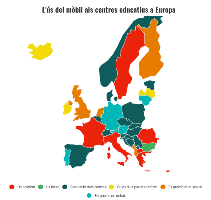 equitatorg's tweet photo. 📱Prohibir o no els mòbils a l'escola? 

🗺️Per informar el debat, us portem un mapa europeu que mostra les mesures adoptades als diferents països d'Europa. 

➡️https://t.co/bcxcJQlBIr https://t.co/Zzf44ufWxb