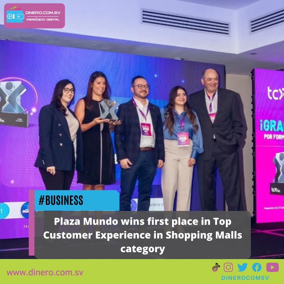 dinerocomsv's tweet photo. #Business Plaza Mundo wins first place in Top Customer Experience in Shopping Malls category
Read it here: https://t.co/nlztnlOUHX
#PLAZAMUNDO #TopCustomerExperience #firstplace #shoppingmalls https://t.co/8ZNc6npWOi