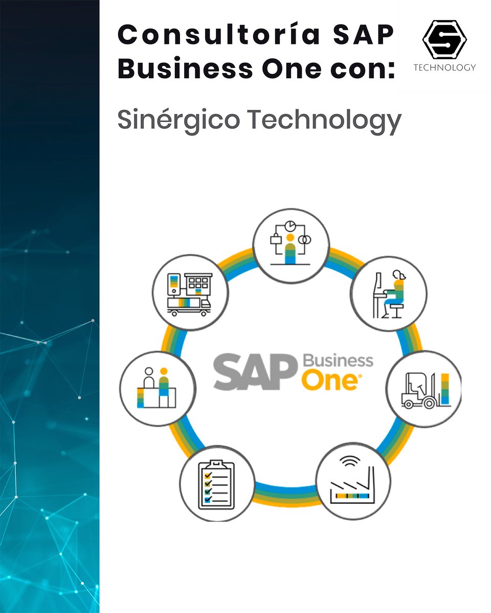SinergicoTech's tweet photo. SAP Business One es un producto para pequeñas y medianas empresa que: 

Propone estándares de procesos empresariales; Integra todas las áreas y procesos del negocio; Dispone de una funcionalidad extensa; Desarrolla mejoras a los procesos; Posee gran capacidad de adaptación. https://t.co/5PJ5zHHfSr