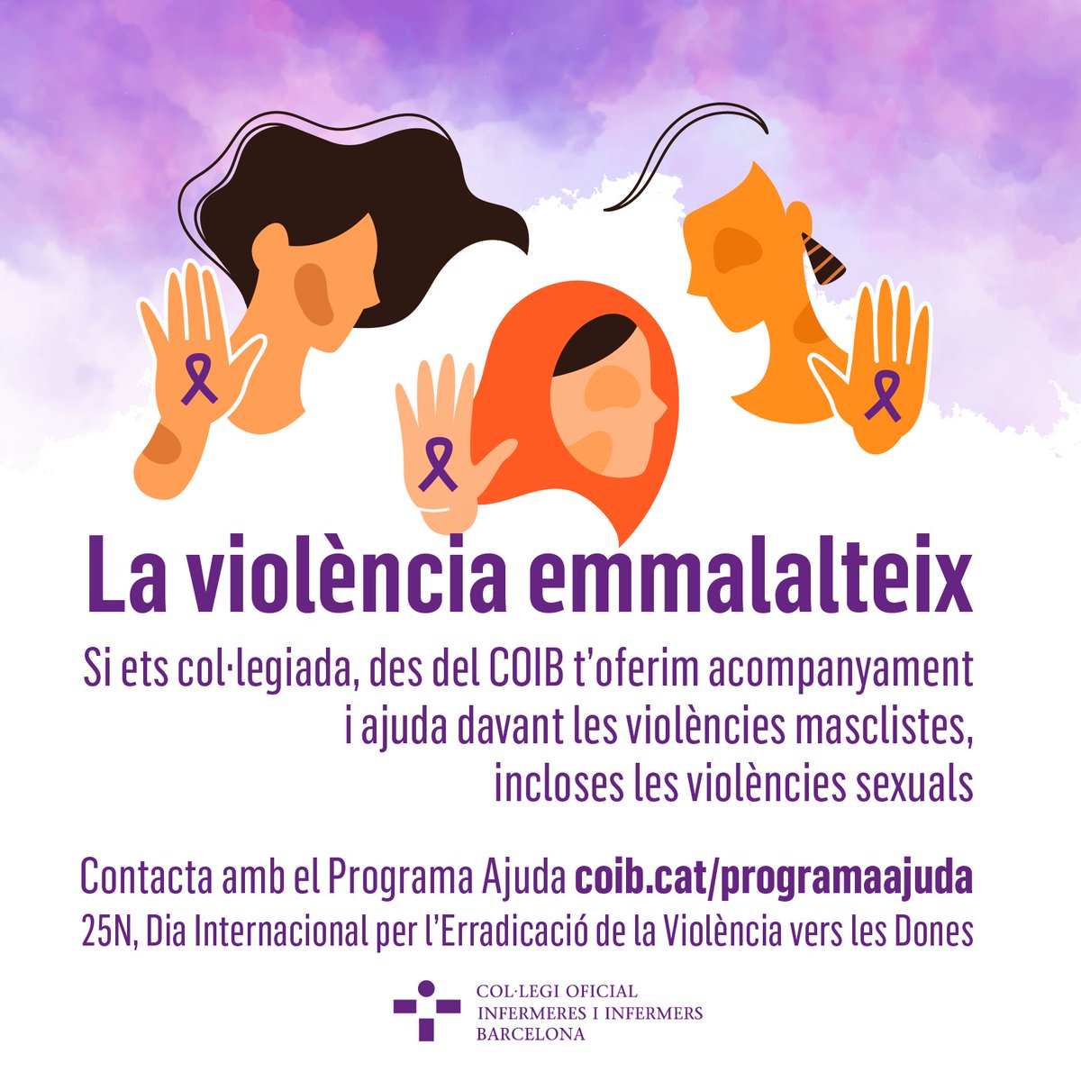 El menyspreu, la crítica constant i sistemàtica destrueix  la teva seguretat i autoestima. 

#25N2023 
#infermeres #infermeresbcn

Programa Ajuda
coib.cat/ca-es/col-legi…