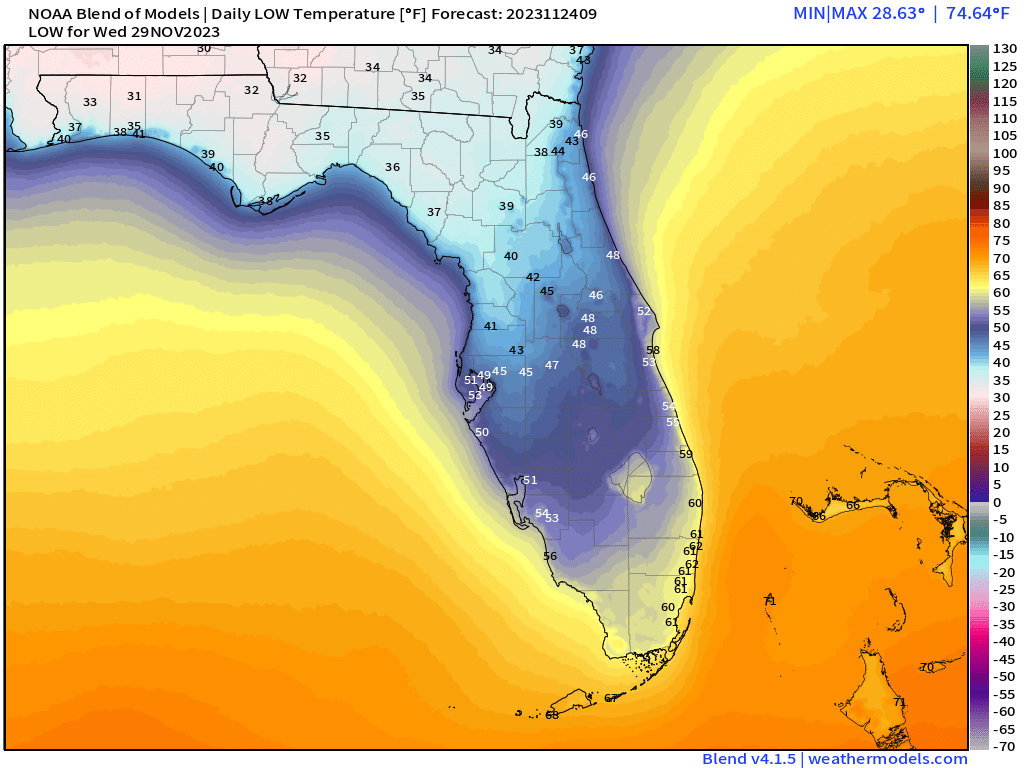 Coldest air of the season coming into Florida midweek it appears. Some ...