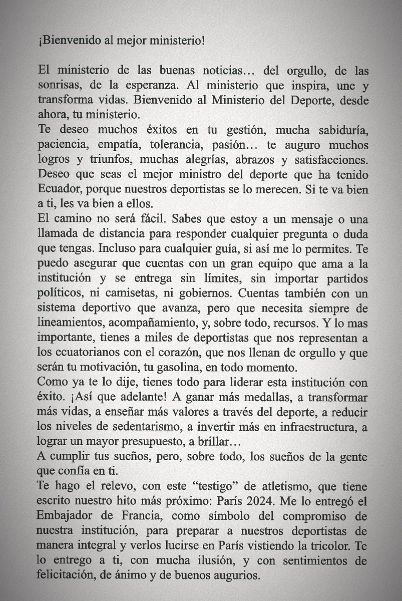 Sebastián Palacios (@sebaspalaciossp) on Twitter photo Muchos éxitos <a href="/aguschmer/">Andrés Guschmer Tamariz</a>
Si te va bien a ti, les va bien a los deportistas…
¡Que seas el mejor ministro del deporte que ha tenido Ecuador! 🤝🏼 Muchos éxitos <a href="/aguschmer/">Andrés Guschmer Tamariz</a>
Si te va bien a ti, les va bien a los deportistas…
¡Que seas el mejor ministro del deporte que ha tenido Ecuador! 🤝🏼
