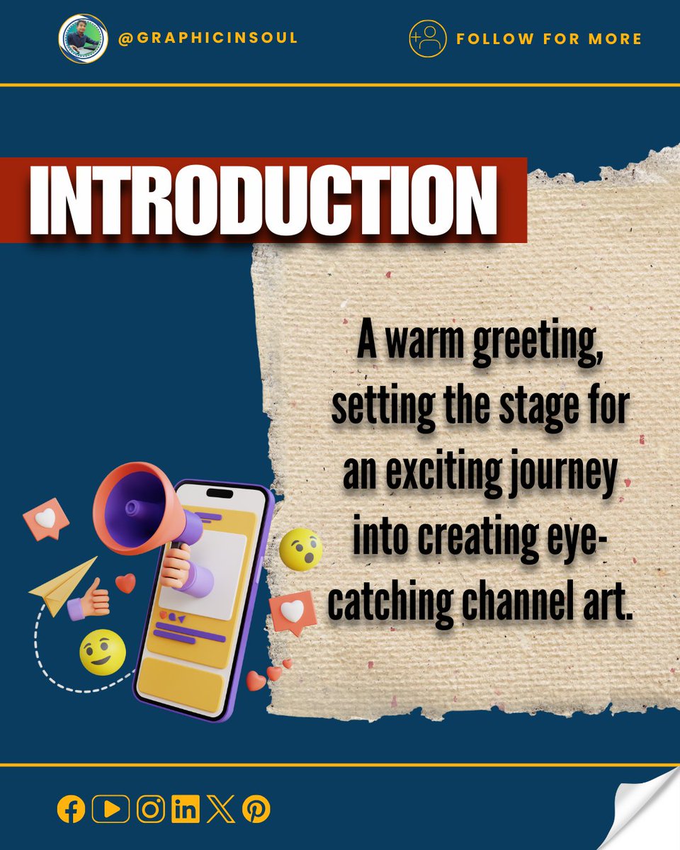Graphicinsoul's tweet image. Elevate Your YouTube Channel with Eye-Catching Art!  Learn the secrets of designing compelling channel art using Canva in our exclusive tutorial!
#Graphicinsoun #CanvaArt #CreativeTutorial #ChannelArtMagic #DIYDesign #DigitalArtistry #YouTubeTips #VisualIdentity #StandOutContent