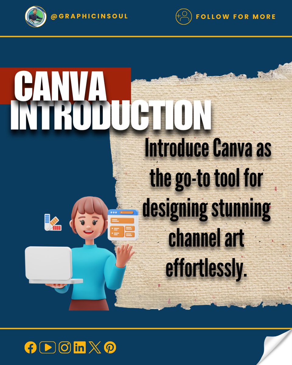 Graphicinsoul's tweet image. Elevate Your YouTube Channel with Eye-Catching Art!  Learn the secrets of designing compelling channel art using Canva in our exclusive tutorial!
#Graphicinsoun #CanvaArt #CreativeTutorial #ChannelArtMagic #DIYDesign #DigitalArtistry #YouTubeTips #VisualIdentity #StandOutContent