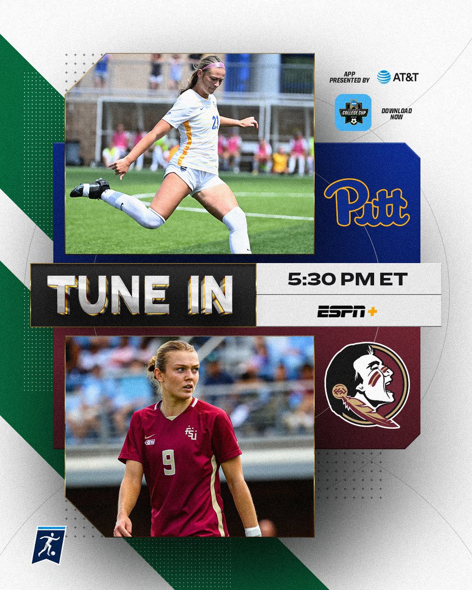 ⚽️ 𝐐𝐔𝐀𝐑𝐓𝐄𝐑𝐅𝐈𝐍𝐀𝐋 ⚽️

(7) <a href="/Pitt_WSOC/">Pitt Women's Soccer</a> 
🆚
(1) <a href="/FSUSoccer/">FSU Soccer</a> 

⏰ 5:30 PM ET
💻 ESPN+
📲 on.ncaa.com/WCollegeCup

#NCAASoccer