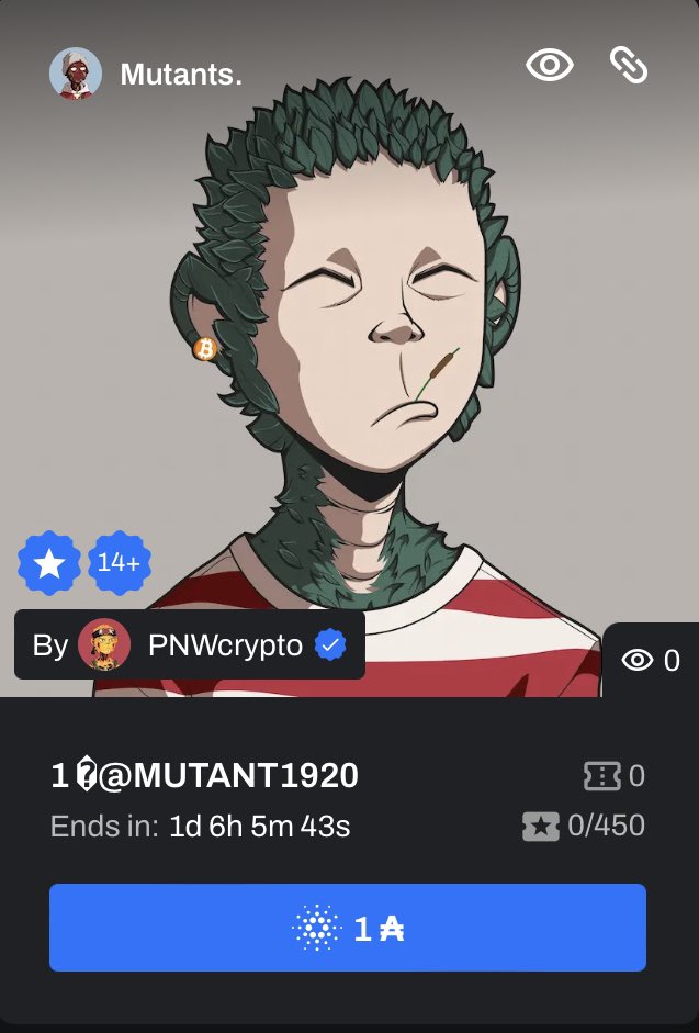 PNWcrypto_'s tweet photo. Bitcoin Waldo could be in your wallet for 1 ADA 👀 

Clean Waldo @MutantNFTs Raffle 🤙🏽

⏰ Ends Saturday 25th @ 2000 UTC

🎟️ https://t.co/DDcXMxJHuH
#CNFTCommunity #CNFTgiveaway #MutantFam https://t.co/dSpKDikyTR