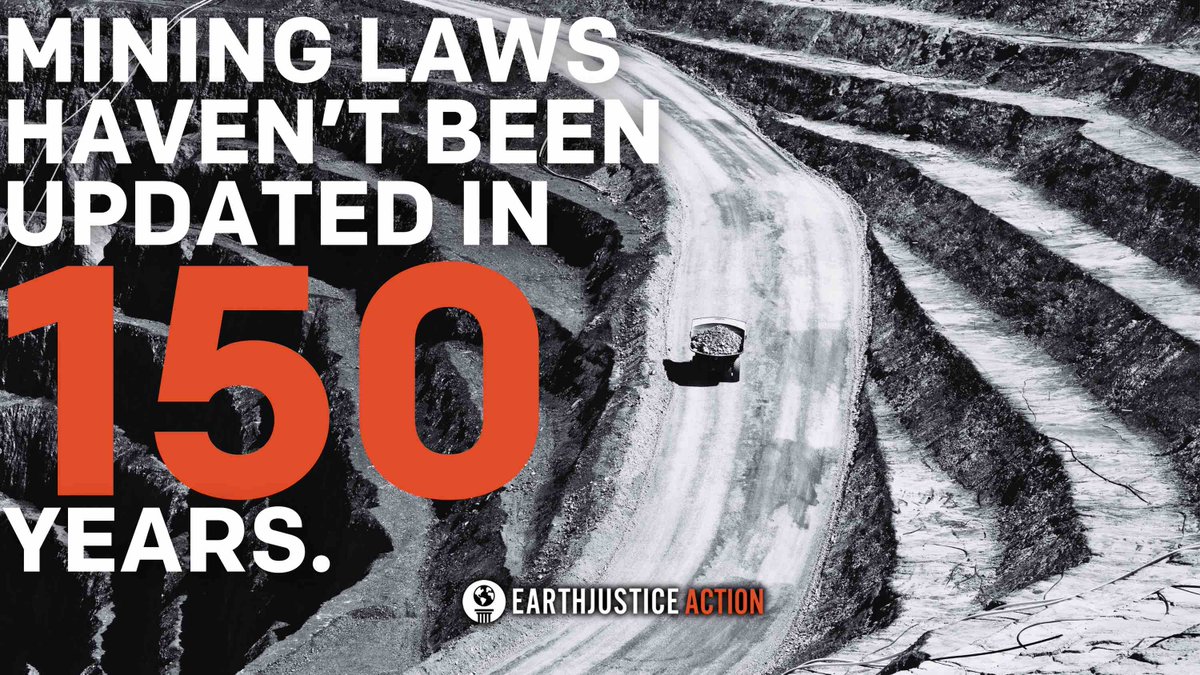 EarthjusticeAct's tweet image. Our mining laws have not been updated since 1872. For over 150 years, mining companies and operations have staked claim on our public lands, mined without compensating taxpayers, and left behind toxic pollution.

We need #MiningReform to hold them accountable.