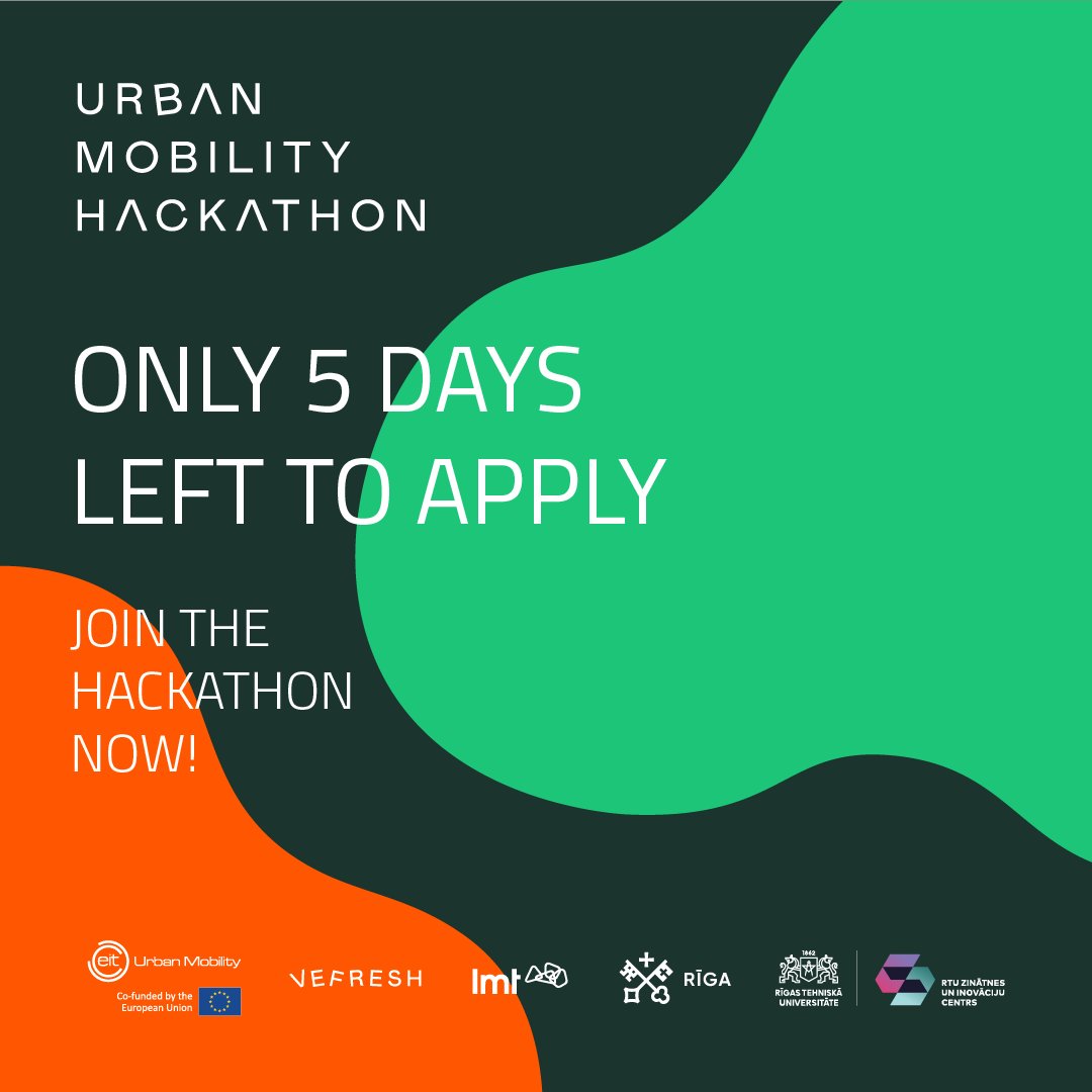 Only 5 days left to apply and win!🏆 Join the Urban Mobility Hackathon by yourself or together with your team and become one of the strongest players in the field! 👉 urbanmobility.io