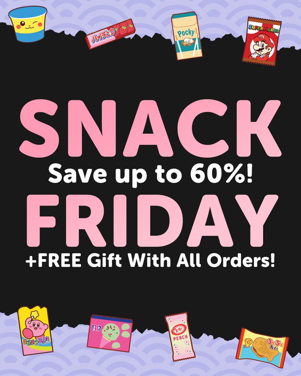 😋 TODAY is the DAY! 😋 Our biggest ever SNACK FRIDAY SALE is here! 🍬🍭 Save up to 60% &amp; Get a FREE GIFT with every order! 🎁

#japancandystore #snackfriday #japancandystoresnackfriday #snackfridaysale #freegift #snacksale #yummiestsaleever