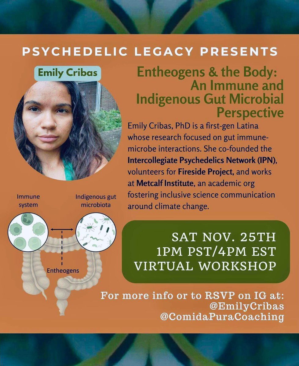 Psychedelics in the Microbiome can be antimicrobial. Emily Cribas- An immune and indigenous gut microbial perspective. Nov 25