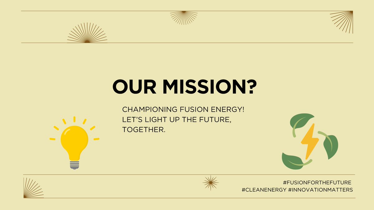 Championing fusion energy for a brighter future! Building bridges to prepare communities, energy leaders, and policymakers for the fusion revolution. Join us in lighting up the future!  

ow.ly/rHCn50Q8PHK

#FusionForTheFuture #CleanEnergy #InnovationMatters