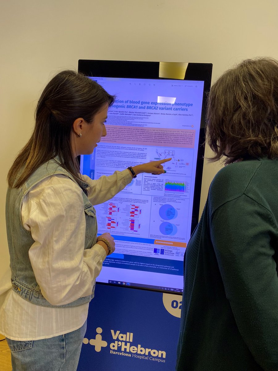 SaraGutierrezEn's tweet photo. Well done @LPeralbaParada and @SetarehKP presenting our work to determine BRCA1/2 variant associated #cancer risk by phenotype evidence based on patient-derived cells. A @VHIO collaborative work!    #17JornadaCientíficaVH https://t.co/0GEBn5rfPH