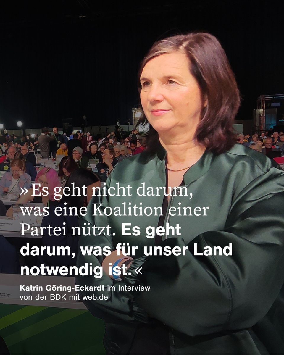 GoeringEckardt's tweet photo. Kompromisse sind oft eine Zumutung. Sie gehören aber zum Regieren dazu. Das ist Verantwortung. Wir wissen um diese Verantwortung und nehmen sie an. Im Interesse unseres Landes. 
Das ganze Interview von der #BDK23 mit @WEBDENews 👇
https://t.co/nKlJVkAoLG https://t.co/SMd4OpKB5Y