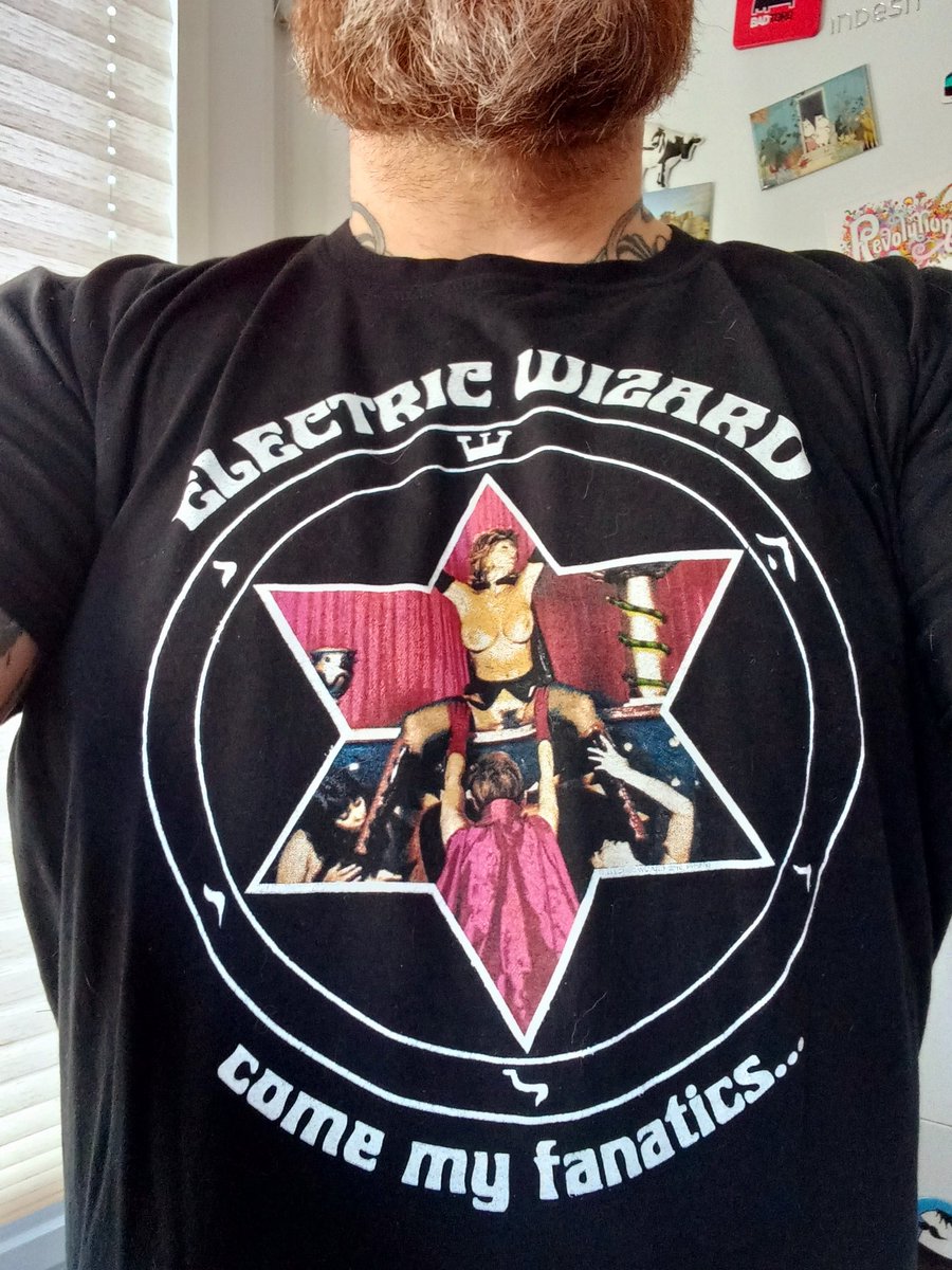 simontmason's tweet photo. @BBCRadio6Music #tshirtday doesn't really feel the same without Lammo promoting it! I'm sure someone always tries to post a pic of THAT Cradle Of Filth tee, but I've gone for a mucky old Electric Wizard one instead!

Not expecting any daytime airplay tbh! #doommetal https://t.co/E5qu4D0IAO
