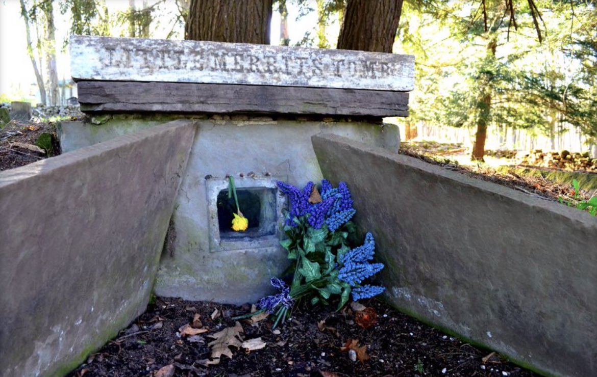 The tomb of Little Merrit Beardsley, an 8-year-old boy who passed away from an incurable sickness in 1865. A few days before he passed, he told his dad that he was afraid to be buried in a dark tomb. His parents honored his wish and put a window in his tomb.