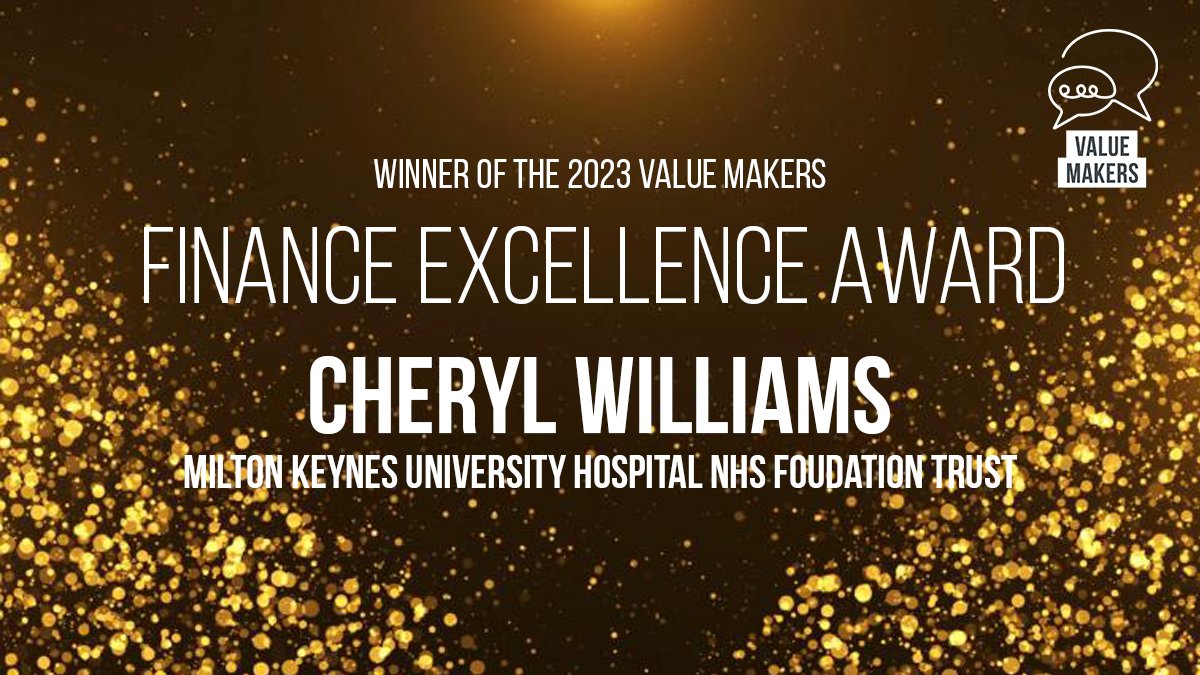 OneNHSFinance's tweet photo. ๐Value Maker Awards ๐The winner of the Finance Excellence Award is... Cheryl Williams, @MKHospital - Congratulations!! ๐ #VMAC23 https://t.co/Mhuv2uOmLN