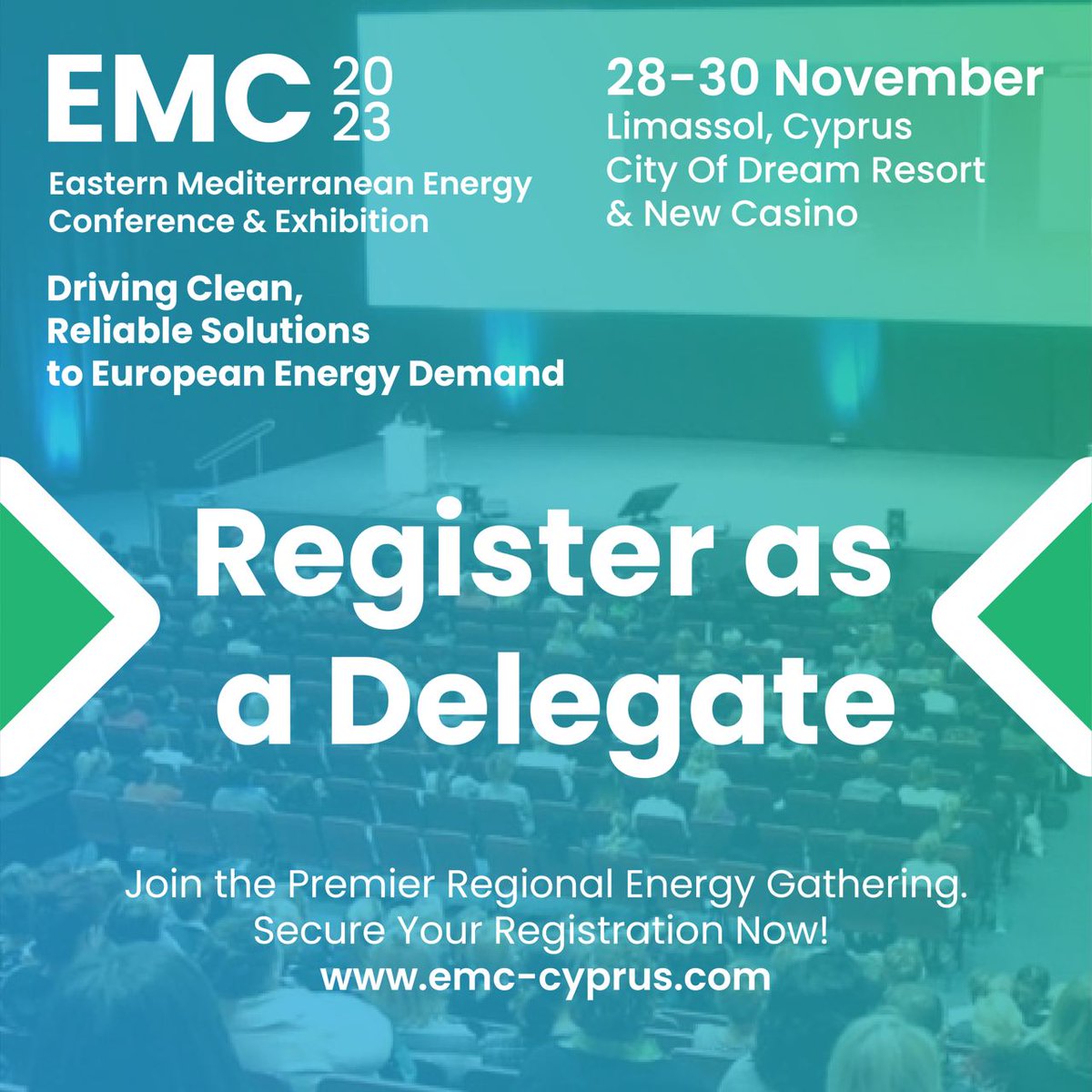 Are you ready to dive into the heart of the energy industry's future?
Join EMC | Eastern Mediterranean Energy Conference &amp; exhibition, taking place in Limassol, CYPRUS, 28 - 30 NOVEMBER 2023

🎟️ Book your pass today! Delegate Registration: [ lnkd.in/dkw5x-YK ]

#EMC2023