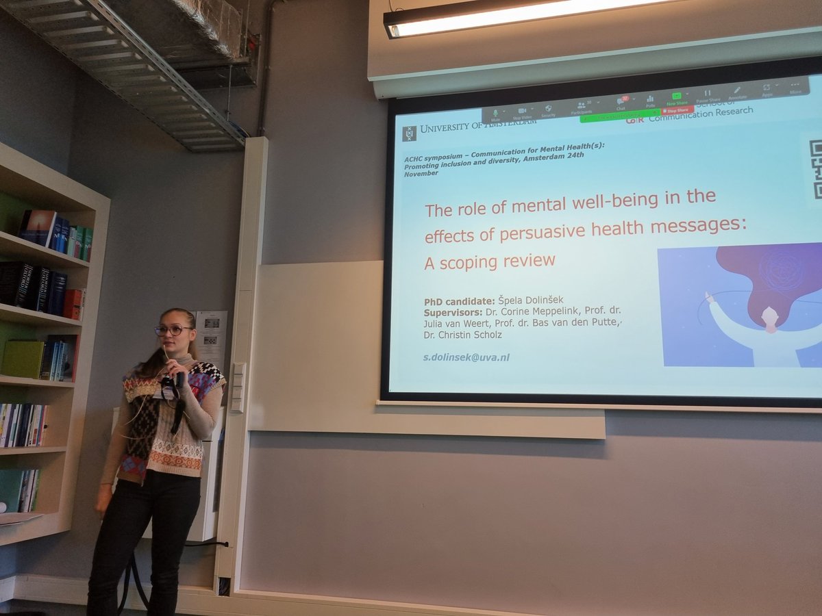 Spela Dolinsek shows that negative content in persuasive health messages decreases mental wellbeing while positive content increases wellbeing <a href="/ACHC_UvA_/">ACHC</a> <a href="/MH4AllProject/">MHealth4all</a>
