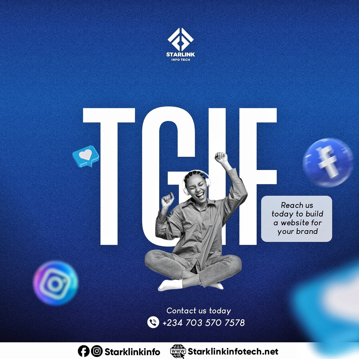 StarlinkInfo's tweet photo. Thank God it's Friday 
Have a restful weekend and leave us to worry about getting  your business to the right audience 

#starlinkinfo #starlinkinfotech #starlink https://t.co/z7Foeydlzm