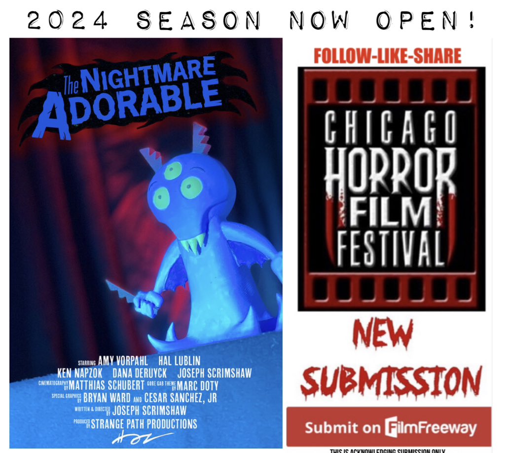 📢THE 2024 SEASON IS NOW OPEN! 🎥 SUBMIT YOUR FILM: https://#chicagofilmmaker #submityourfilm #horrorfestinternational #horrorfest #Chicagofilm #Chicago #horrorcommunity #horror #horrorfilmmaker #horrorfilms #ChicagoHorrorFilmFest #ChicagoHorrorFilmFest