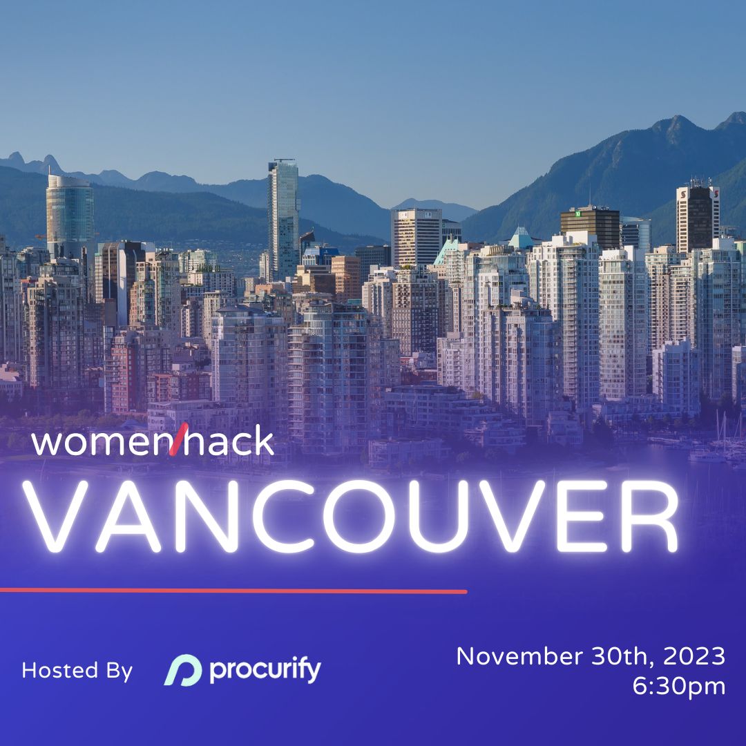 womenhack's tweet photo. Step into the future of tech in Vancouver! 🌟 Join WomenHack on 30th November at 6:30 PM, hosted by Procurify. Immerse yourself in an evening of dynamic networking and discover new frontiers with Vancouver's finest tech talent. https://t.co/QbL9rk3X1q