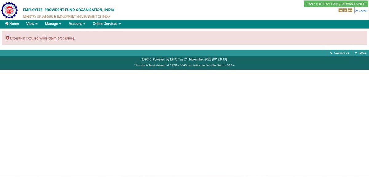 Hemant0922's tweet image. @LabourMinistry "Facing challenges with EPFO claim processing: encountered an exception. Seeking guidance and solutions. #EPFO #ClaimIssue"