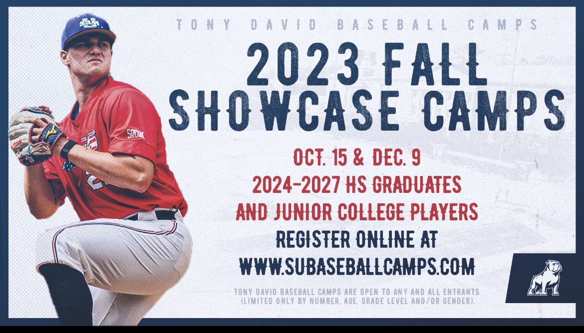 Tony David (@tdavid_4) on Twitter photo One final High School Showcase Camp for 2023 <a href="/SamfordBaseball/">Samford Baseball</a> on Dec 9. Looking forward to hosting the best of the best. One final High School Showcase Camp for 2023 <a href="/SamfordBaseball/">Samford Baseball</a> on Dec 9. Looking forward to hosting the best of the best.