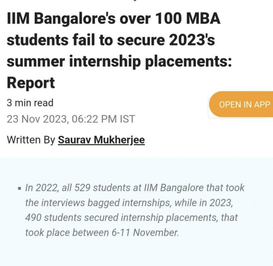 If IIM students cannot secure the internship, imagine students from average colleges. Job scenario in India is getting worse day by day. 

#ModiHainToMumkinHain