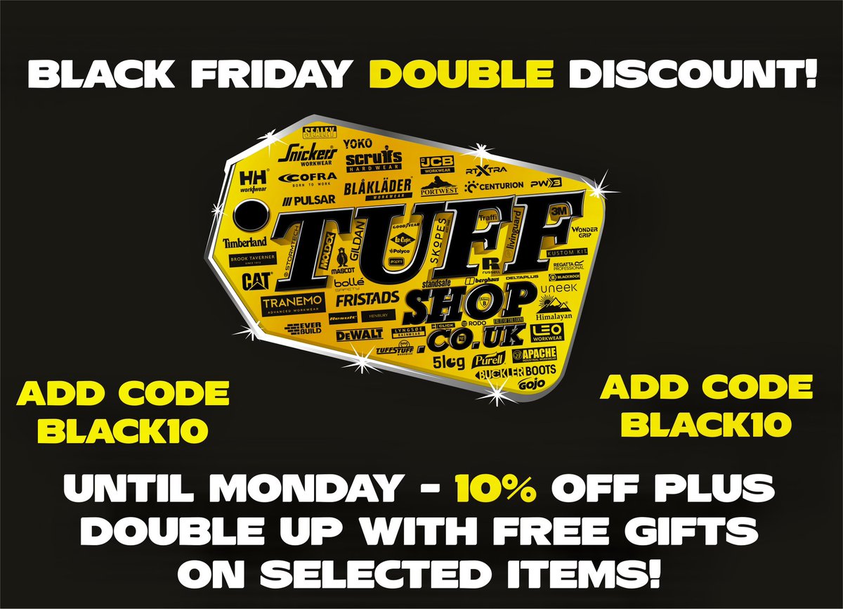 tuffshop's tweet image. 🛍️✨TuffShop’s Black Friday Double discount sale!🚀 Dive into exclusive deals on Snickers, Blaklader, Helly Hansen, and Mascot gear! Act fast – offers end Monday at midnight. Shop smart, shop tuff! #BlackFridayDeals #Workwear #TuffShopSavings

Shop here &amp;gt; tuffshop.co.uk/black-friday-d…