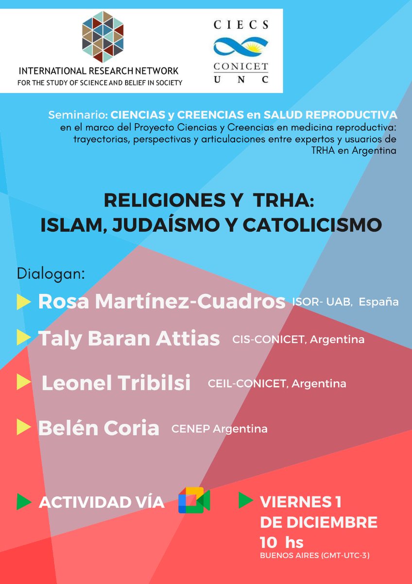 CeciJohn27's tweet photo. 📣 Tercer webinar de *Ciencias y Creencias en Salud Reproductiva* 
 _Religiones y TRHA: Islam, Judaísmo y Catolicismo_
🗓 01/12/2023 - 10 hs (Arg)
✏ Inscripción: https://t.co/UrITRbXsyI https://t.co/m20DzOMUop
