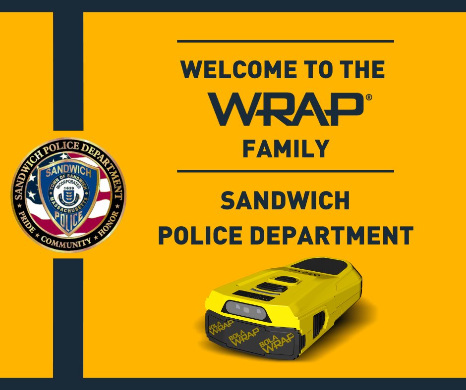 WrapTechInc's tweet photo. A triple-decker WRAP family welcome to @SandwichPD in Massachusetts! Another agency on board for safer outcomes for officers and citizens.
It's time for your agency to join: https://t.co/aIamC6OwsE
#wrap $WRAP #SandwichPD #Massachusetts #lawenforcement #police https://t.co/mCaw78e6iJ