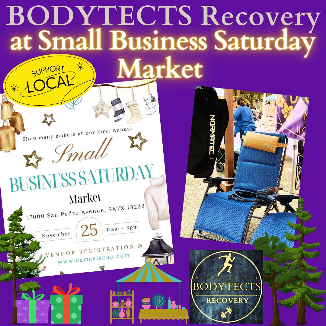 Bodytects's tweet photo. Hello San Antonio! Hello Texas! Support small businesses with us tomorrow Nov 25th - from 11am-3pm at 17000 San Pedro (US-281) just inside of 1604 
We will be setting @Hyperice  NORMATEC Compression Recovery Therapy boots (20 min Compression Therapy $20) 
#SmallBusinessSaturday https://t.co/eAQYIJ13bF