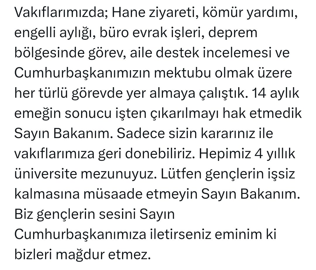 UlusalhaneZiyrt's tweet photo. @MahinurOzdemir @MahinurOzdemir 
Sayın Bakanım biz mağdur gençlere kulak verin.🙏 https://t.co/Yv9Ds7LpeB
