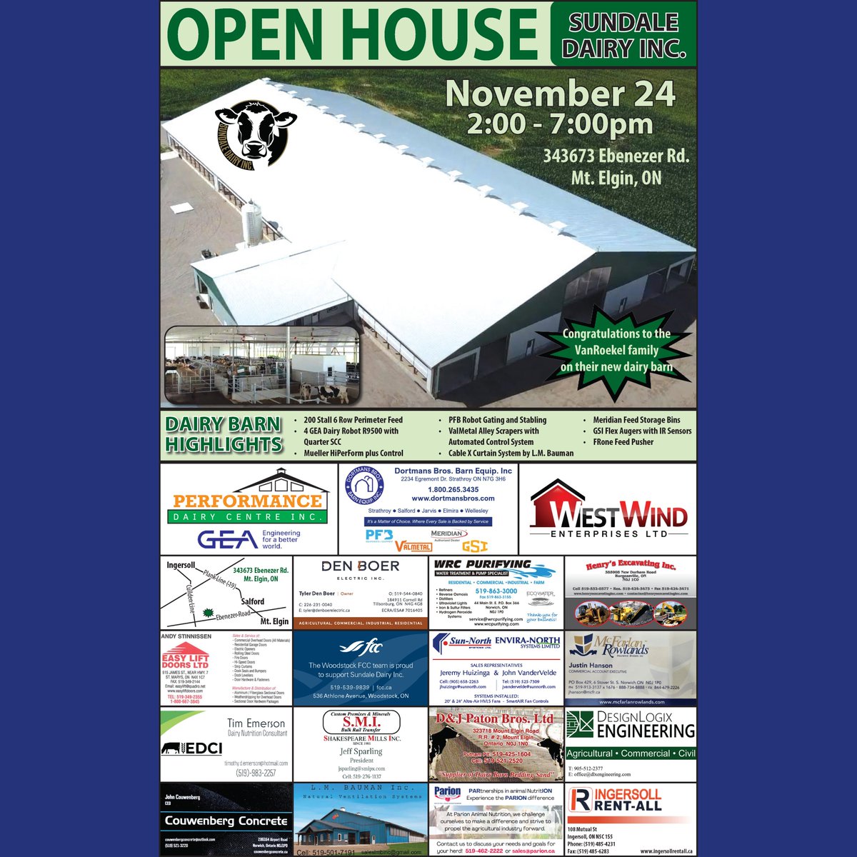 Join us later today at the Sundale Dairy Inc. open house showcasing their new dairy barn. 2pm - 7pm 343673 Ebenezer Rd. Mt. Elgin, ON. We hope to see you there! 👍
@enviranorth

#sunnorth #ontag #cdnag #dairybarn #HVLSfans #dairyfans #openhouse #morethanjustcurtains