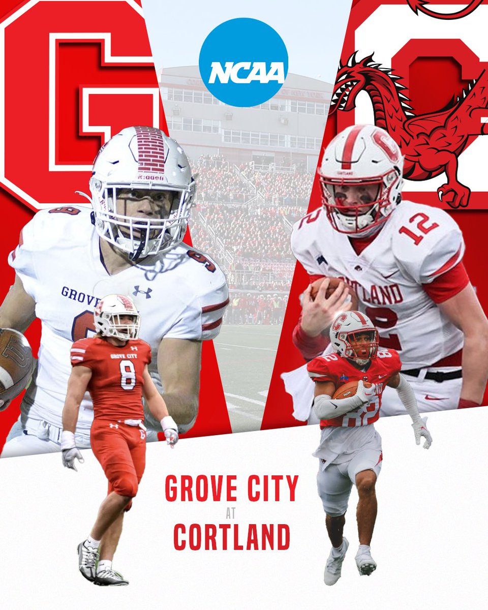 Now for the Cinderella story <a href="/GCC_FB/">Grove City Football</a> 

The Wolverines are looking for their second playoff win in program history, but <a href="/CortlandFB/">SUNY Cortland Football</a> coming back home is a tall task

The Red Dragons have done it on the road all year in big games. Now let’s see if they can win on their own turf