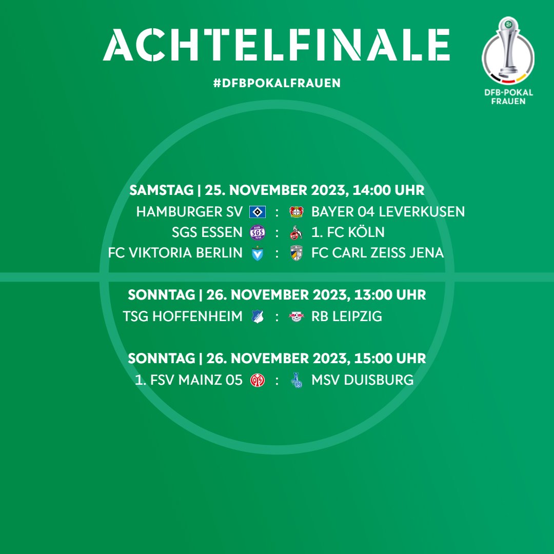 DFB_Frauen's tweet photo. POKAL-WOCHENENDE 🏆🤩
Wem wünscht ihr den Einzug ins Viertelfinale?

#DFBPokalFrauen #ViaColonia | 📸 IMAGO https://t.co/AFE5VhZRsD