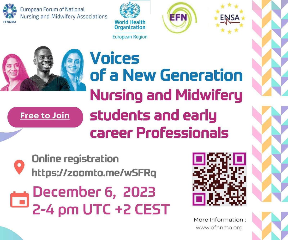 Time is running out! Get ready to unlock the secrets of the future of nursing and midwifery in our upcoming webinar. Don't wait any longer, register now eu01web.zoom.us/webinar/regist… and ensure you stay ahead of the curve. See you in 11 days! @WHO_Europe @EFNBrussels @efnnma