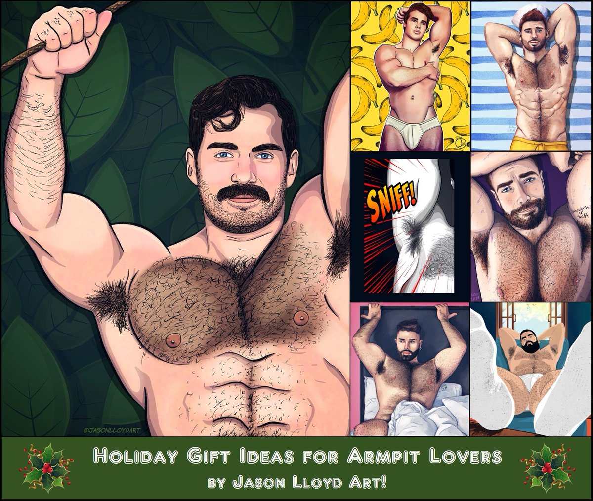 Click on the link to check out the latest entry to my blog, CONFESSIONS OF AN ARMPIT LOVER: confessionofanarmpitlover.blogspot.com/2023/11/page-3… . --- It features holiday gift ideas to give fellow armpit lovers, with artwork by my favorite illustrator, @JasonLloydArt !