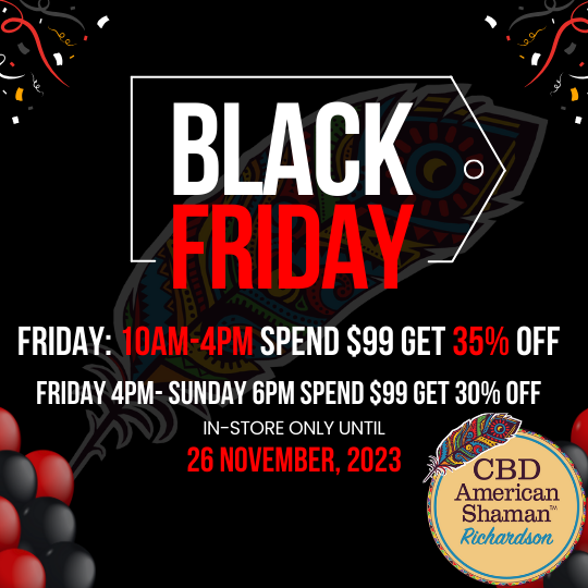 CBD_RICHARDSON's tweet photo. Hope you enjoyed your Thanksgiving! Now enjoy our Black Friday Deals!
Friday 10am-4pm Spend $99 get 35% off
Friday 4pm-Sunday 6pm Spend $99 Get 30% off!
in-store only can not combine discounts!
1867 N. Plano Rd.
#blackfridaydeals,#bestcbd,#relax,#unwind,#enjoy,#richardson,#delta8 https://t.co/Gt20KpuTnl