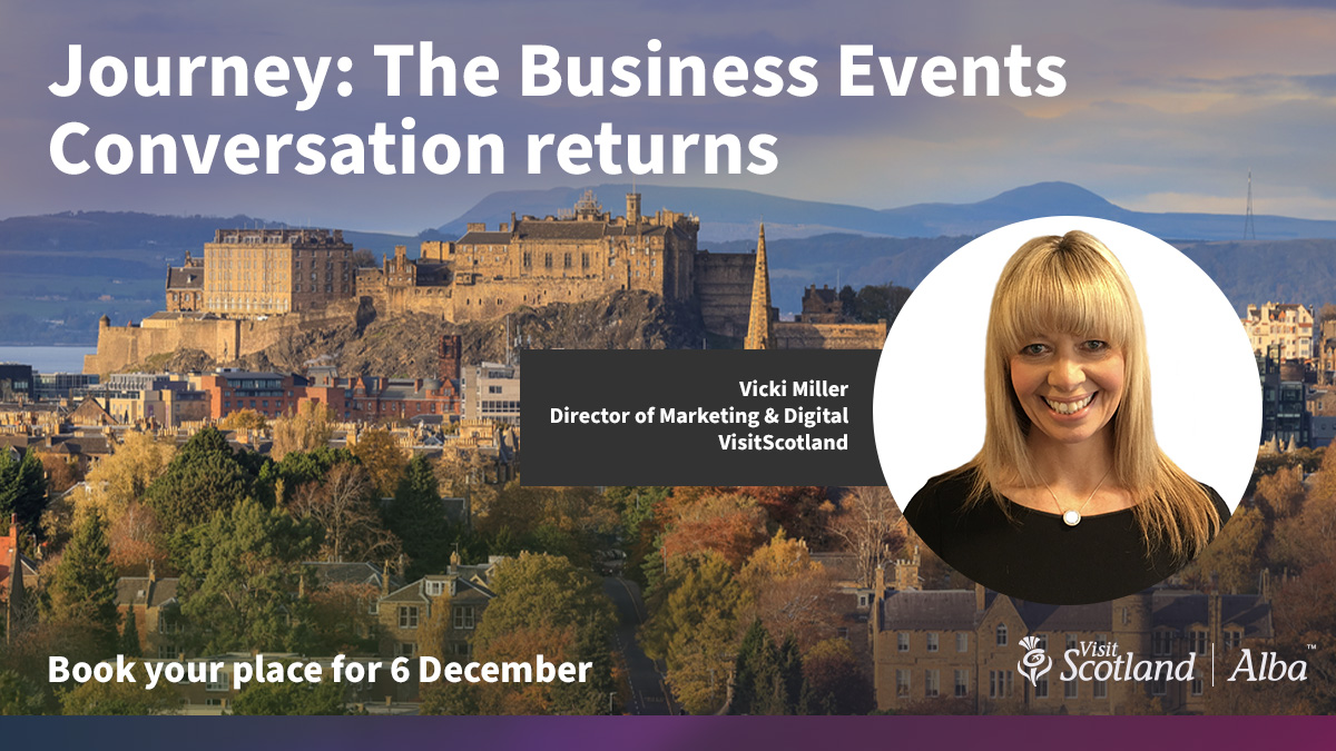 Join us at Journey: The Business Events Conversation! Learn more about tourism-business event crossovers  with <a href="/VisitScotland/">VisitScotland</a>'s Marketing &amp; Digital Director, Vicki Miller, and Neil Brownlee.  

Don't miss out!👉businessevents.visitscotland.com/about-us/journ…

#JourneyToChange #businessevents