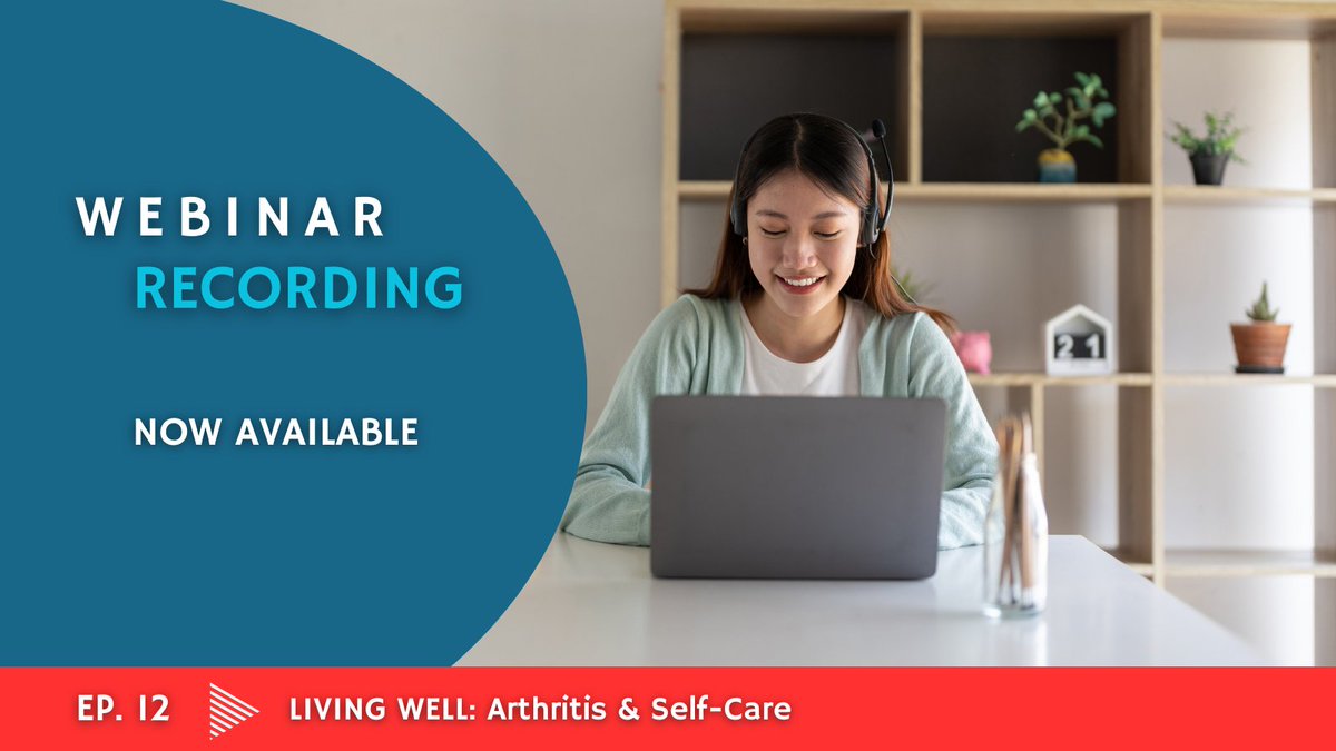 Did you miss our webinar on arthritis and self-care? Don’t worry! The recording is available on our website: Watch now: ow.ly/MpvT50Qb2pn #ArthritisResearch @cath_back @ChrisPudlak