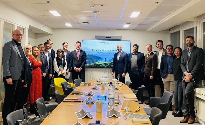 Tanmaya_Lal's tweet photo. Engaging discussion at Wipro w industry, digital experts &amp; researchers on policy, technology &amp; funding options for sustainability &amp; decarbonization

Spoke of India’s ambitious domestic #climateaction, green dev. partnerships, global initiatives &amp; climate negotiations

#COP28 https://t.co/xeLElHugyC