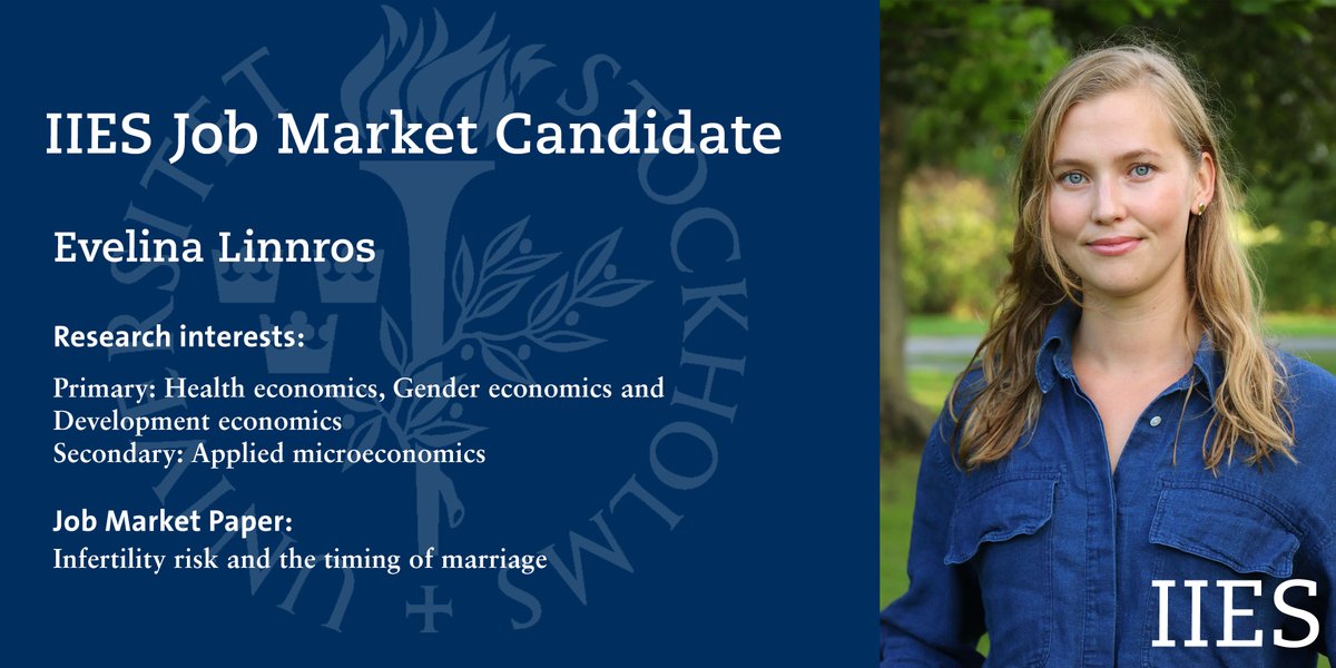 Meet IIES JMC @EvelinaLinnros. Her research focuses on how reproductive health shapes women’s lives. In her JMP, she asks if the high infertility rates observed in Madagascar can be an underlying cause of child marriage in this setting. 1/6