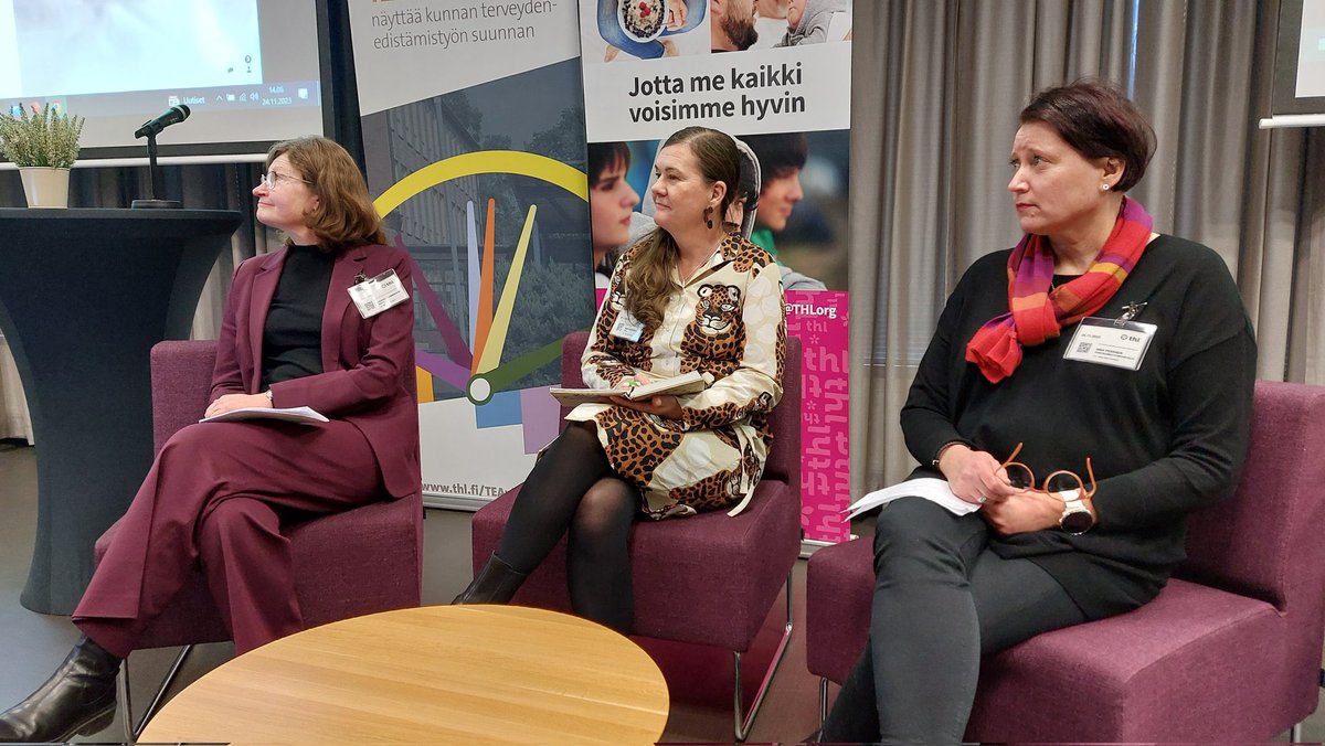Tänään keskustelemassa <a href="/THLorg/">THL</a> hyte- päivässä mm.yhteisövaikuttavuudesta hyvinvoinnin- ja terveyden edistämiseen työssä. <a href="/VihdinKunta/">Vihdin kunta</a> <a href="/ninaperanen/">Nina Peränen</a> <a href="/KTamminiemi/">Kaarina Tamminiemi</a>